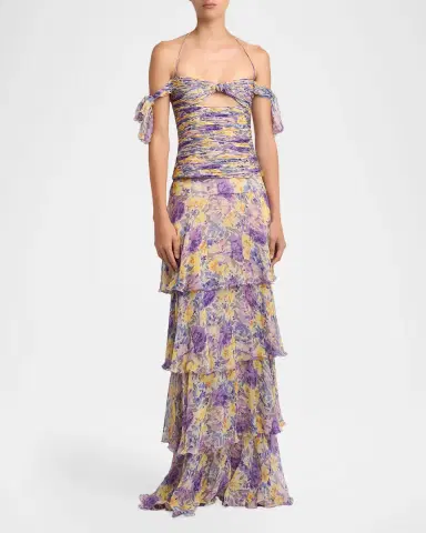 Valentino Garavani Tiered Floral Silk Chiffon Maxi Skirt | Thumbnail 2