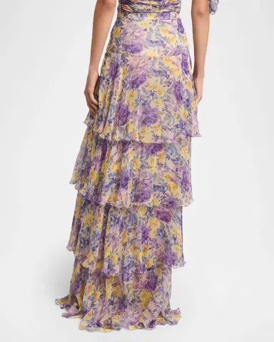 Valentino Garavani Tiered Floral Silk Chiffon Maxi Skirt | Thumbnail 3
