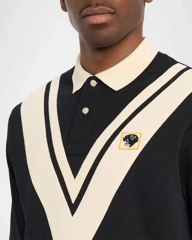 Valentino Garavani Men's Inlaid V Cotton Polo Shirt with Panther Patch | Thumbnail 5 Valentino Garavani Men's Inlaid V Cotton Polo Shirt with Panther Patch | Thumbnail 5