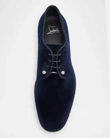 Christian Louboutin Men's Chambeliss Night Strass Velvet Derby Shoes | Thumbnail 4 Christian Louboutin Men's Chambeliss Night Strass Velvet Derby Shoes | Thumbnail 4