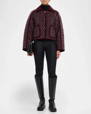 Burberry Floriston Corduroy-Trim Quilted Barn Jacket | Thumbnail 2