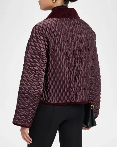 Burberry Floriston Corduroy-Trim Quilted Barn Jacket | Thumbnail 3