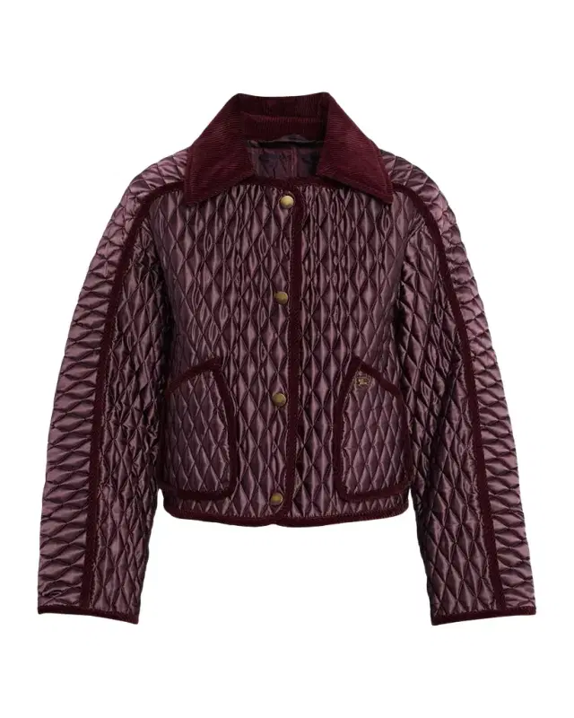 Burberry Floriston Corduroy-Trim Quilted Barn Jacket