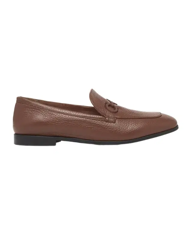 Ferragamo Soldy Hammered Deerskin Leather Loafers