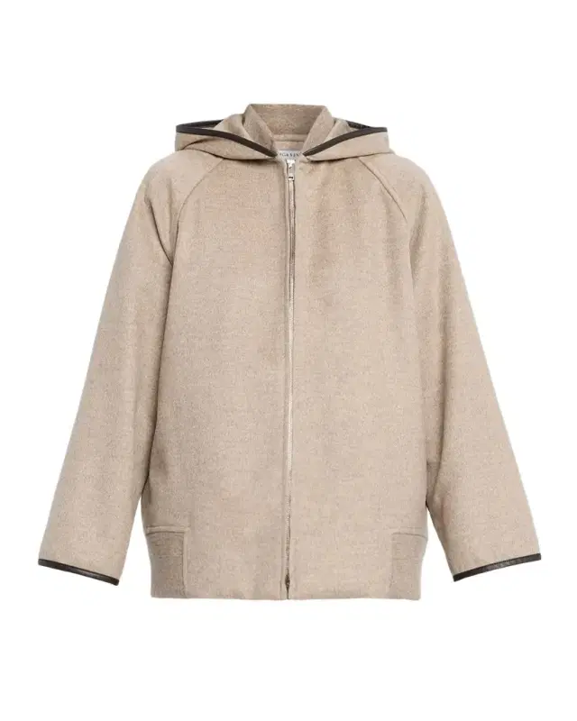 Bottega Veneta Leather-Trim Brushed Wool Hooded Jacket