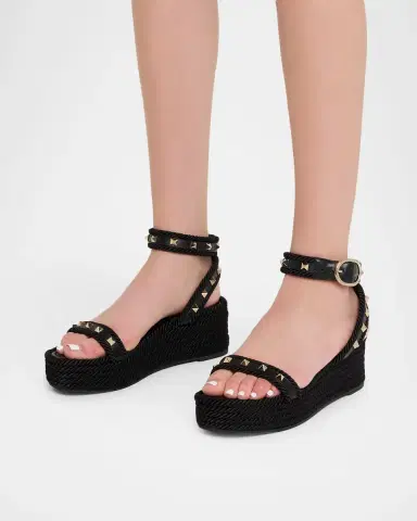 Valentino Garavani 45mm Rockstud Torchon Ankle Strap Espadrille Sandals | Thumbnail 2 Valentino Garavani 45mm Rockstud Torchon Ankle Strap Espadrille Sandals | Thumbnail 2