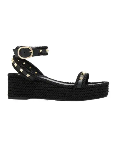 Valentino Garavani 45mm Rockstud Torchon Ankle Strap Espadrille Sandals | Thumbnail 1 Valentino Garavani 45mm Rockstud Torchon Ankle Strap Espadrille Sandals | Thumbnail 1