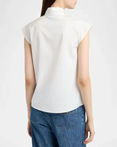 Valentino Garavani Broderie Anglaise Cap-Sleeve Button-Down Shirt | Thumbnail 3 Valentino Garavani Broderie Anglaise Cap-Sleeve Button-Down Shirt | Thumbnail 3