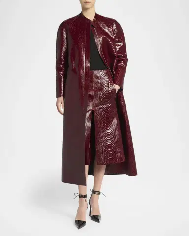Tom Ford Snake-Embossed Leather Long Coat | Thumbnail 2