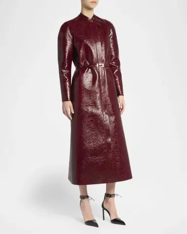 Tom Ford Snake-Embossed Leather Long Coat | Thumbnail 4
