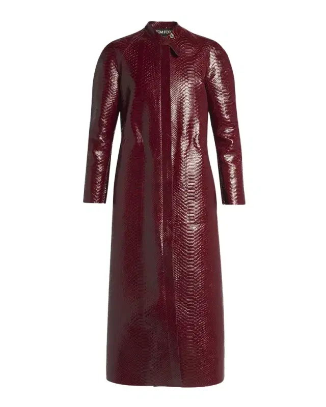 Tom Ford Snake-Embossed Leather Long Coat