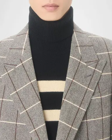 Valentino Garavani Men's Wool High-Neck Stripe Turtleneck Sweater with Vlogo Embroidery | Thumbnail 5 Valentino Garavani Men's Wool High-Neck Stripe Turtleneck Sweater with Vlogo Embroidery | Thumbnail 5