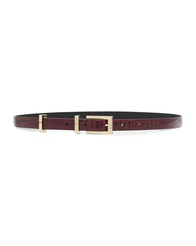TOM FORD Shiny Stamped Croc-Embossed Leather Belt