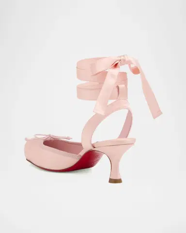 Christian Louboutin 55mm Cassia Lace-Up Satin Ballet Pumps | Thumbnail 2