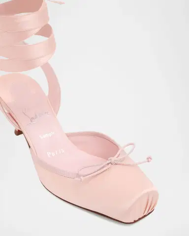 Christian Louboutin 55mm Cassia Lace-Up Satin Ballet Pumps | Thumbnail 3