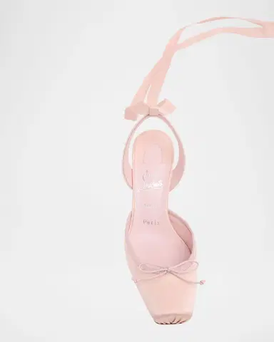 Christian Louboutin 55mm Cassia Lace-Up Satin Ballet Pumps | Thumbnail 4