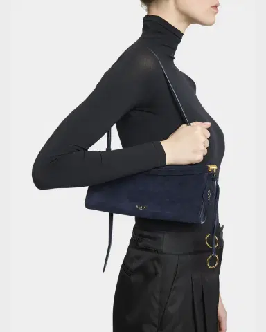 Alaïa Le Click East-West Suede Shoulder Bag | Thumbnail 2