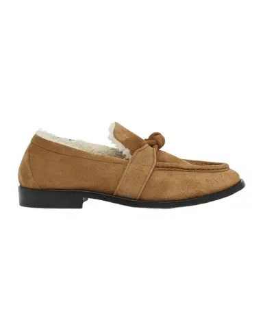 Bottega Veneta Astaire Suede Shearling-Lined Knot Loafers | Thumbnail 1