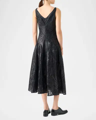 Akris Lacquered Sea Faille Sleeveless Midi Dress | Thumbnail 2 Akris Lacquered Sea Faille Sleeveless Midi Dress | Thumbnail 2