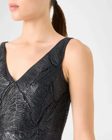Akris Lacquered Sea Faille Sleeveless Midi Dress | Thumbnail 5 Akris Lacquered Sea Faille Sleeveless Midi Dress | Thumbnail 5
