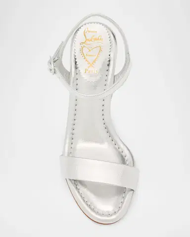 Christian Louboutin 85mm Miss Jane Metallic Leather Ankle-Strap Sandals | Thumbnail 6