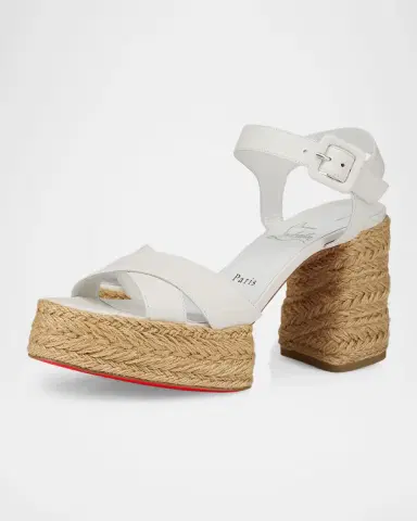 Christian Louboutin 70mm Calakala Leather Crisscross Espadrille Sandals | Thumbnail 3 Christian Louboutin 70mm Calakala Leather Crisscross Espadrille Sandals | Thumbnail 3