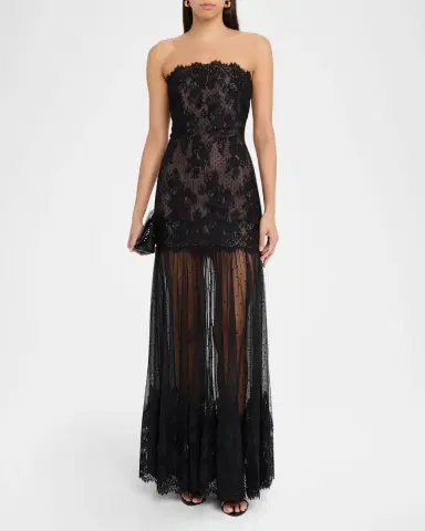 Retrofête Vespera Strapless Lace Dress | Thumbnail 2 Retrofête Vespera Strapless Lace Dress | Thumbnail 2