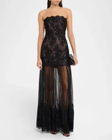 Retrofête Vespera Strapless Lace Dress | Thumbnail 4 Retrofête Vespera Strapless Lace Dress | Thumbnail 4
