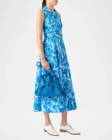 Akris Whitecaps Print Denim Belted Midi Shirtdress | Thumbnail 2 Akris Whitecaps Print Denim Belted Midi Shirtdress | Thumbnail 2
