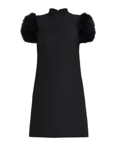 Valentino Garavani Feather-Sleeve Mock-Neck Mini Dress | Thumbnail 1 Valentino Garavani Feather-Sleeve Mock-Neck Mini Dress | Thumbnail 1