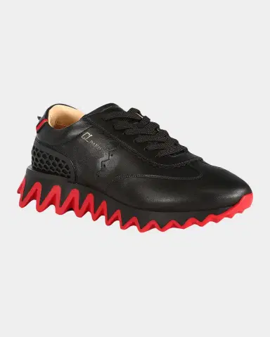 Christian Louboutin Men's Loubishark Flat Leather Red-Sole Runner Sneakers | Thumbnail 2 Christian Louboutin Men's Loubishark Flat Leather Red-Sole Runner Sneakers | Thumbnail 2