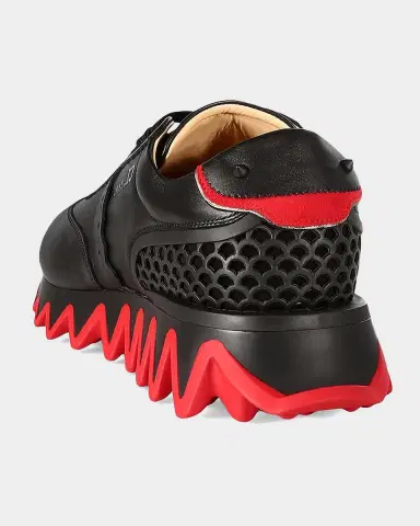 Christian Louboutin Men's Loubishark Flat Leather Red-Sole Runner Sneakers | Thumbnail 3 Christian Louboutin Men's Loubishark Flat Leather Red-Sole Runner Sneakers | Thumbnail 3