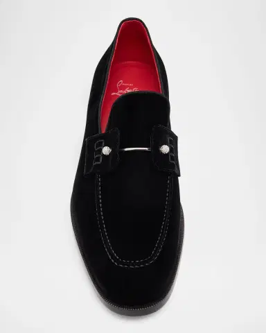 Christian Louboutin Men's Chambelimoc Night Strass Velvet Loafers | Thumbnail 4