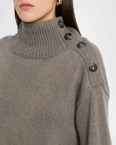 Yves Salomon Buttoned Wool-Cashmere Sweater | Thumbnail 5 Yves Salomon Buttoned Wool-Cashmere Sweater | Thumbnail 5