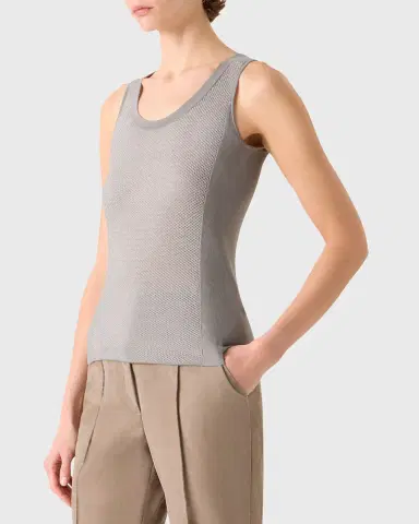 Akris Two-Tone Grid Knit Tank Top | Thumbnail 4