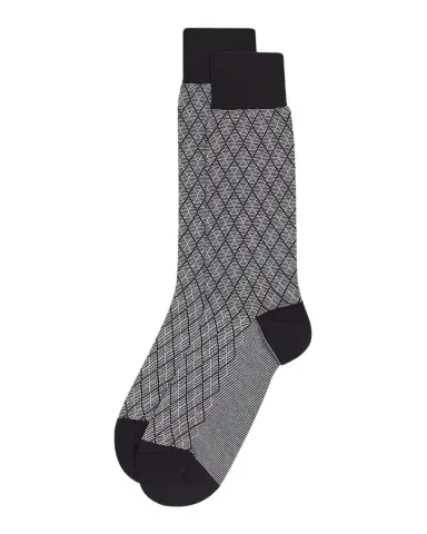 Pantherella Men's Kingsley Diamond Check Jacquard Calf-Length Socks | Thumbnail 1