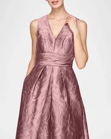 Kay Unger New York Mariah V-Neck Sleeveless Jacquard A-Line Gown | Thumbnail 5 Kay Unger New York Mariah V-Neck Sleeveless Jacquard A-Line Gown | Thumbnail 5