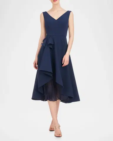 Kay Unger New York Begonia Sleeveless Midi Cocktail Dress | Thumbnail 2 Kay Unger New York Begonia Sleeveless Midi Cocktail Dress | Thumbnail 2
