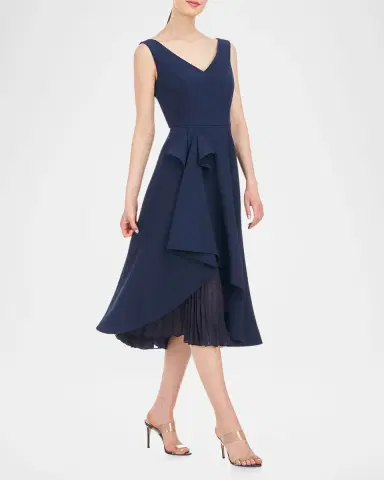 Kay Unger New York Begonia Sleeveless Midi Cocktail Dress | Thumbnail 4 Kay Unger New York Begonia Sleeveless Midi Cocktail Dress | Thumbnail 4