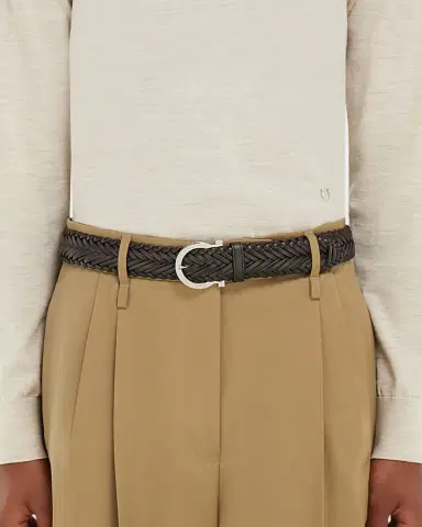 Ferragamo Men's Gancini-Buckle Woven Leather Belt | Thumbnail 2 Ferragamo Men's Gancini-Buckle Woven Leather Belt | Thumbnail 2