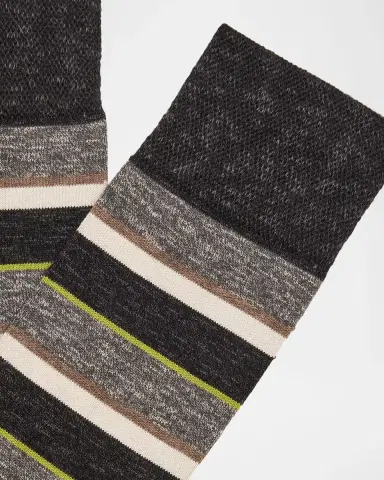Marcoliani Men 's Multi-Stripe Crew Socks | Thumbnail 2