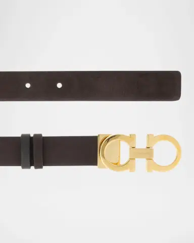 Ferragamo Donna Suede Double Gancini Belt | Thumbnail 3