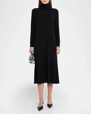 Eileen Fisher Turtleneck Stretch Jersey Midi Dress | Thumbnail 2 Eileen Fisher Turtleneck Stretch Jersey Midi Dress | Thumbnail 2