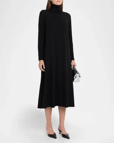 Eileen Fisher Turtleneck Stretch Jersey Midi Dress | Thumbnail 4 Eileen Fisher Turtleneck Stretch Jersey Midi Dress | Thumbnail 4