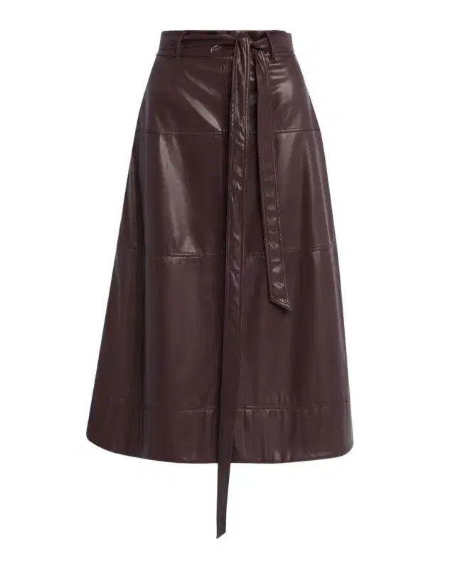 Tanya Taylor Hudley Vegan Leather Midi Skirt
