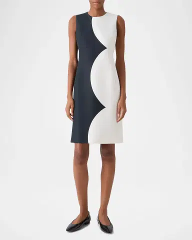 Akris Colorblock Silk Sleeveless Sheath Dress | Thumbnail 2