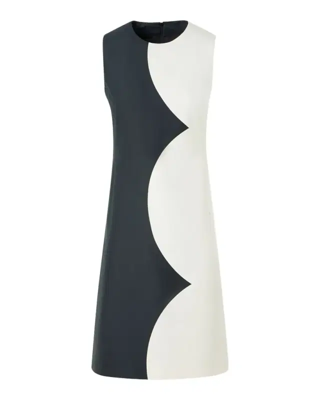 Colorblock Silk Sleeveless Sheath Dress