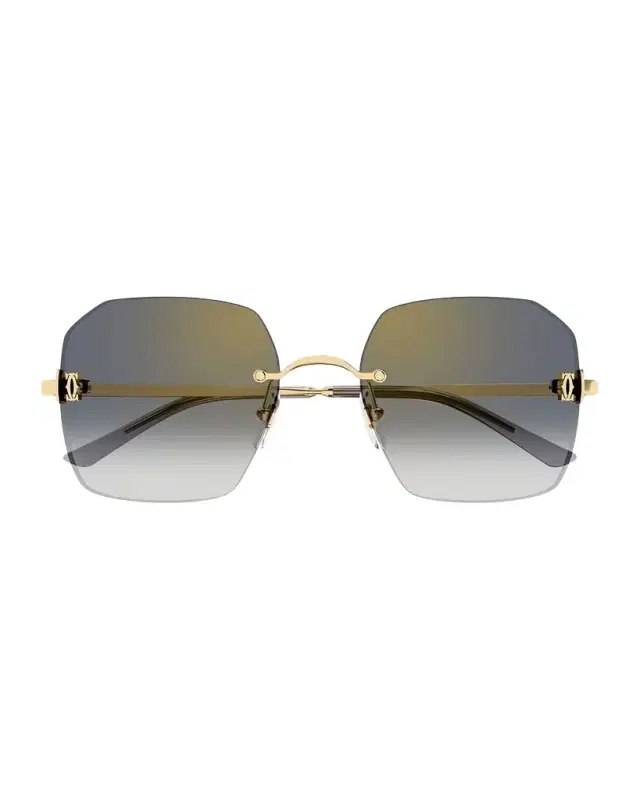 Cartier Classic Décor C Square Rimless Metal Sunglasses