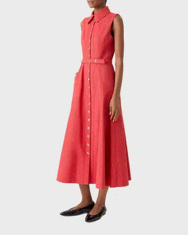 Akris Sleeveless Belted Denim Midi Shirtdress | Thumbnail 4 Akris Sleeveless Belted Denim Midi Shirtdress | Thumbnail 4