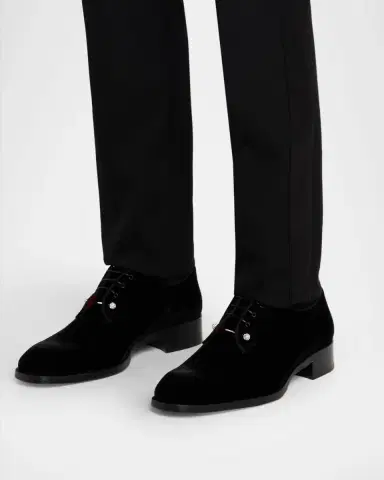 Christian Louboutin Men's Chambeliss Night Strass Velvet Derby Shoes | Thumbnail 2 Christian Louboutin Men's Chambeliss Night Strass Velvet Derby Shoes | Thumbnail 2